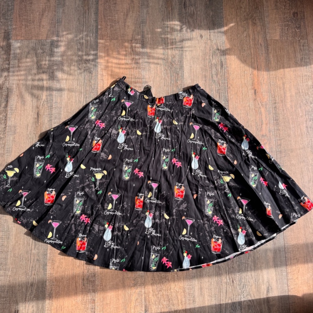 NWT Collectif London Matilde Cocktail Menu Swing Skirt XL UK 16 Retro Pinup - Picture 2 of 5